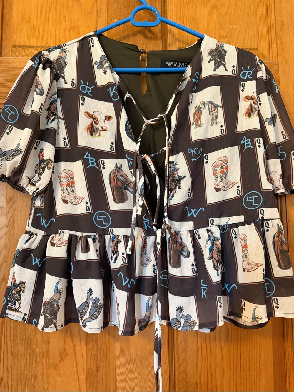 Lucky & Blessed Front Tie Blouse